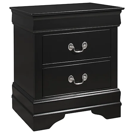 Transitional 2 Drawer Nightstand